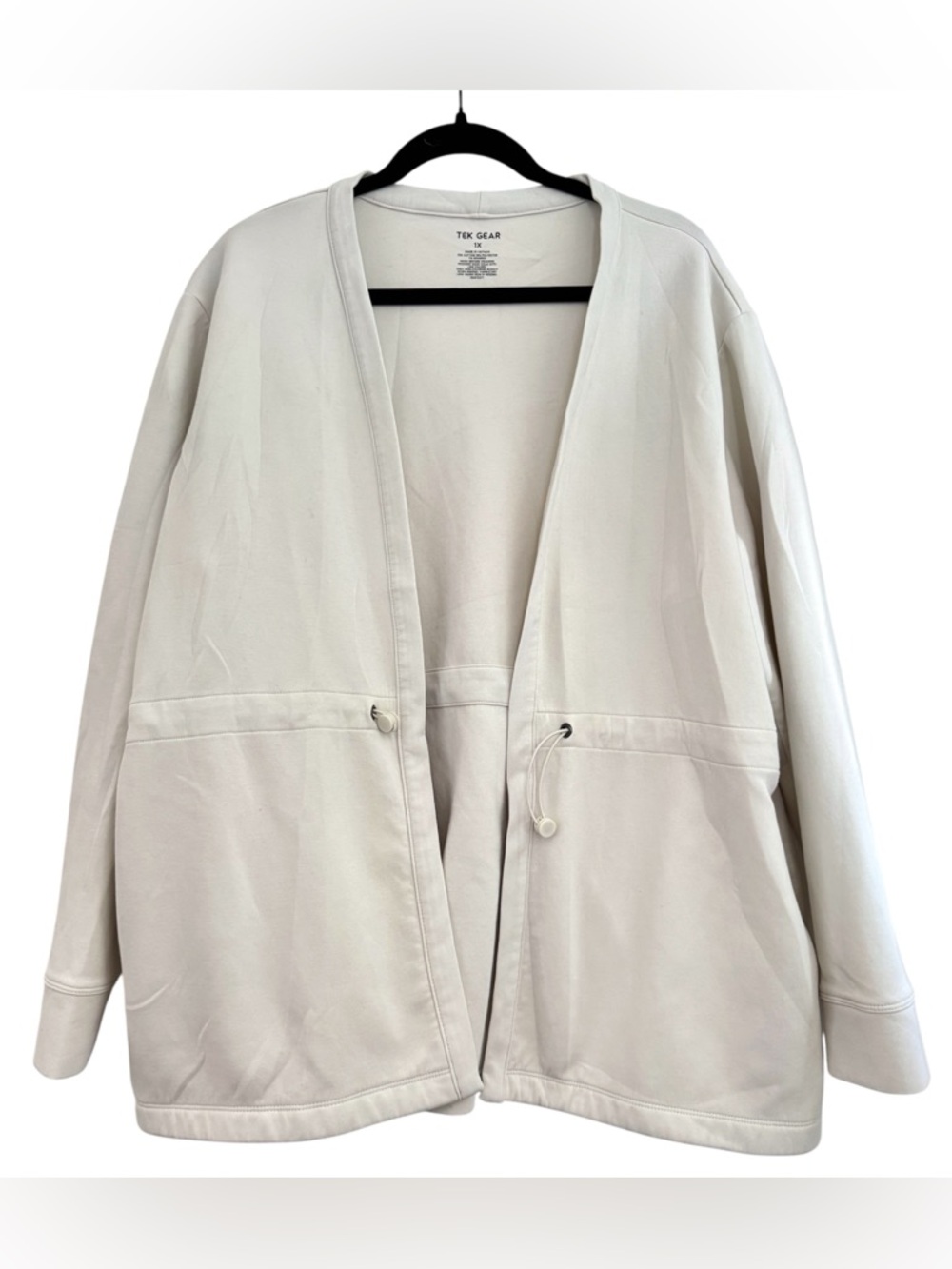 Tek Gear Ultracomfort Cream Cinch Waist Cardigan, Size 1X - EUC - Picture 2 of 10